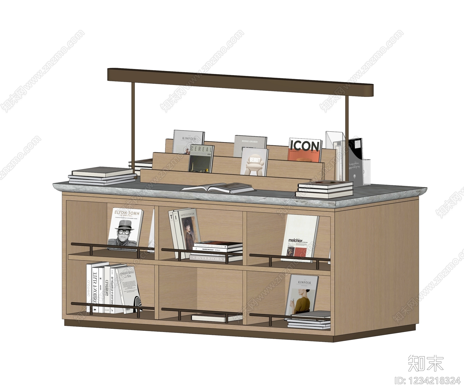 轻奢书架SU模型下载【ID:1234218324】