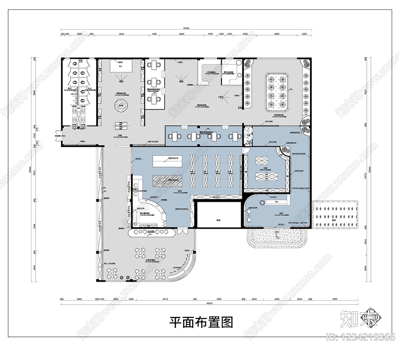 茶馆cad施工图下载【ID:1234219366】