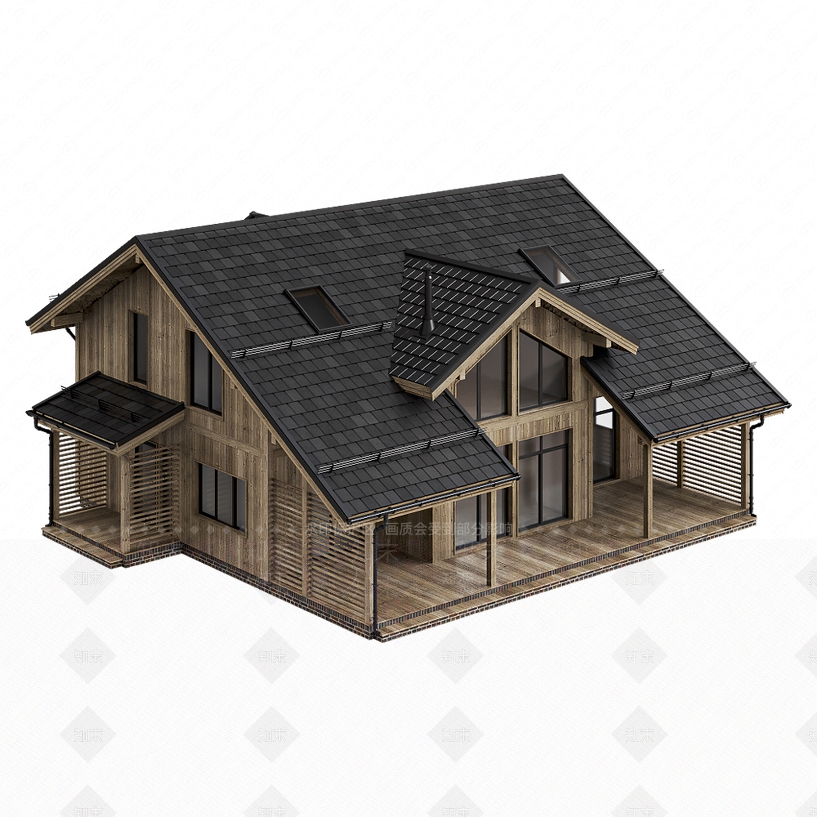 原木风木屋3D模型下载【ID:1234219622】