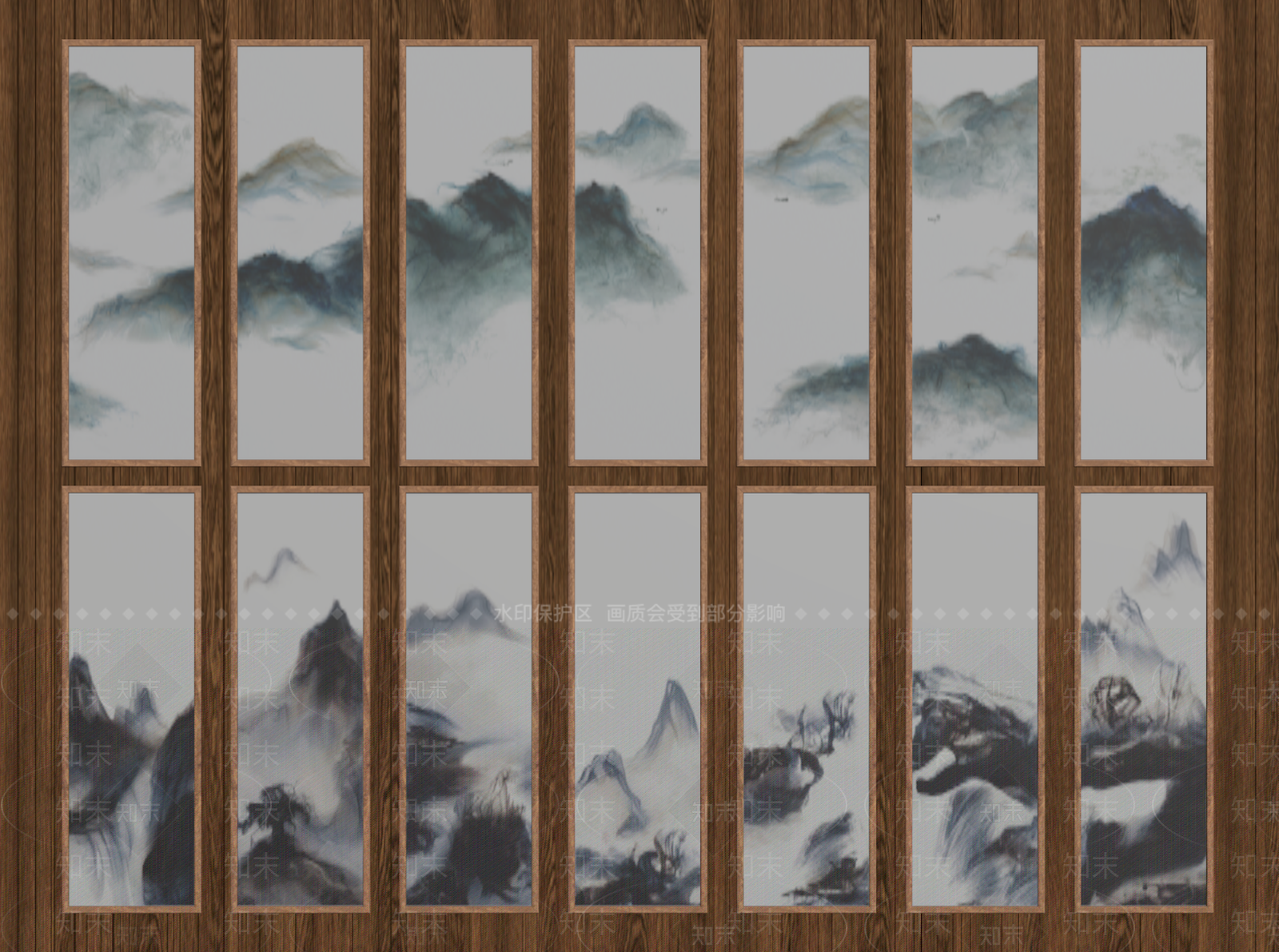 新中式山水画3D模型下载【ID:1234220107】