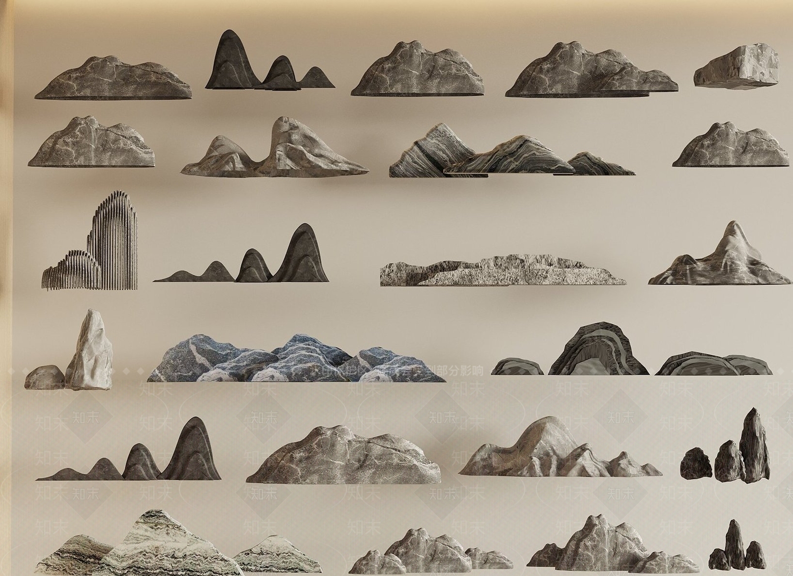 新中式石头3D模型下载【ID:1234220979】