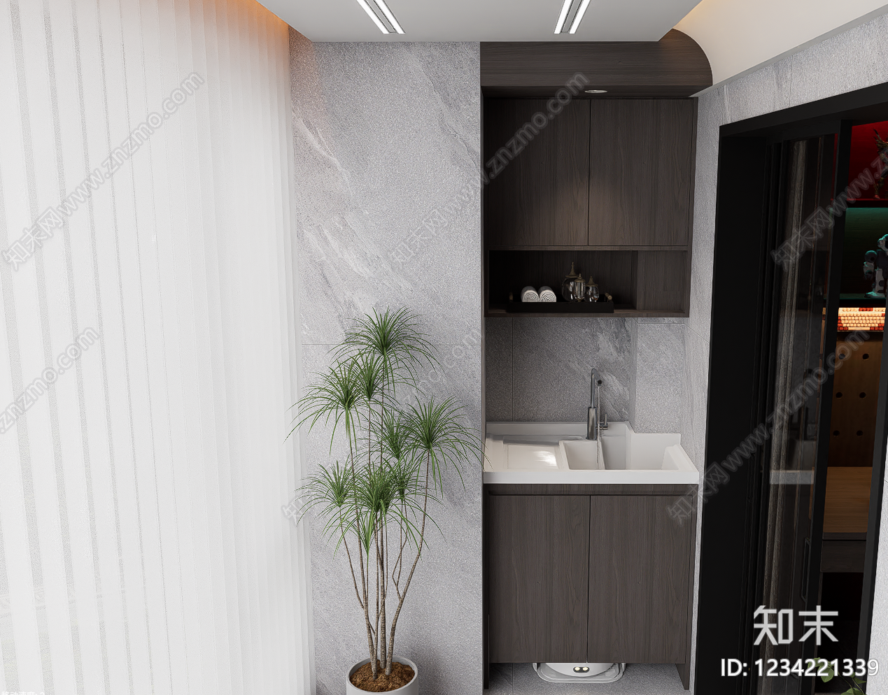 现代简约洗衣房SU模型下载【ID:1234221339】