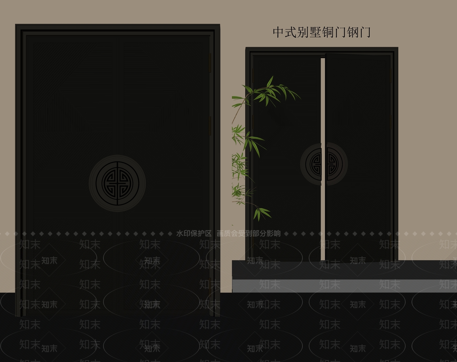 新中式双开门3D模型下载【ID:1234221964】