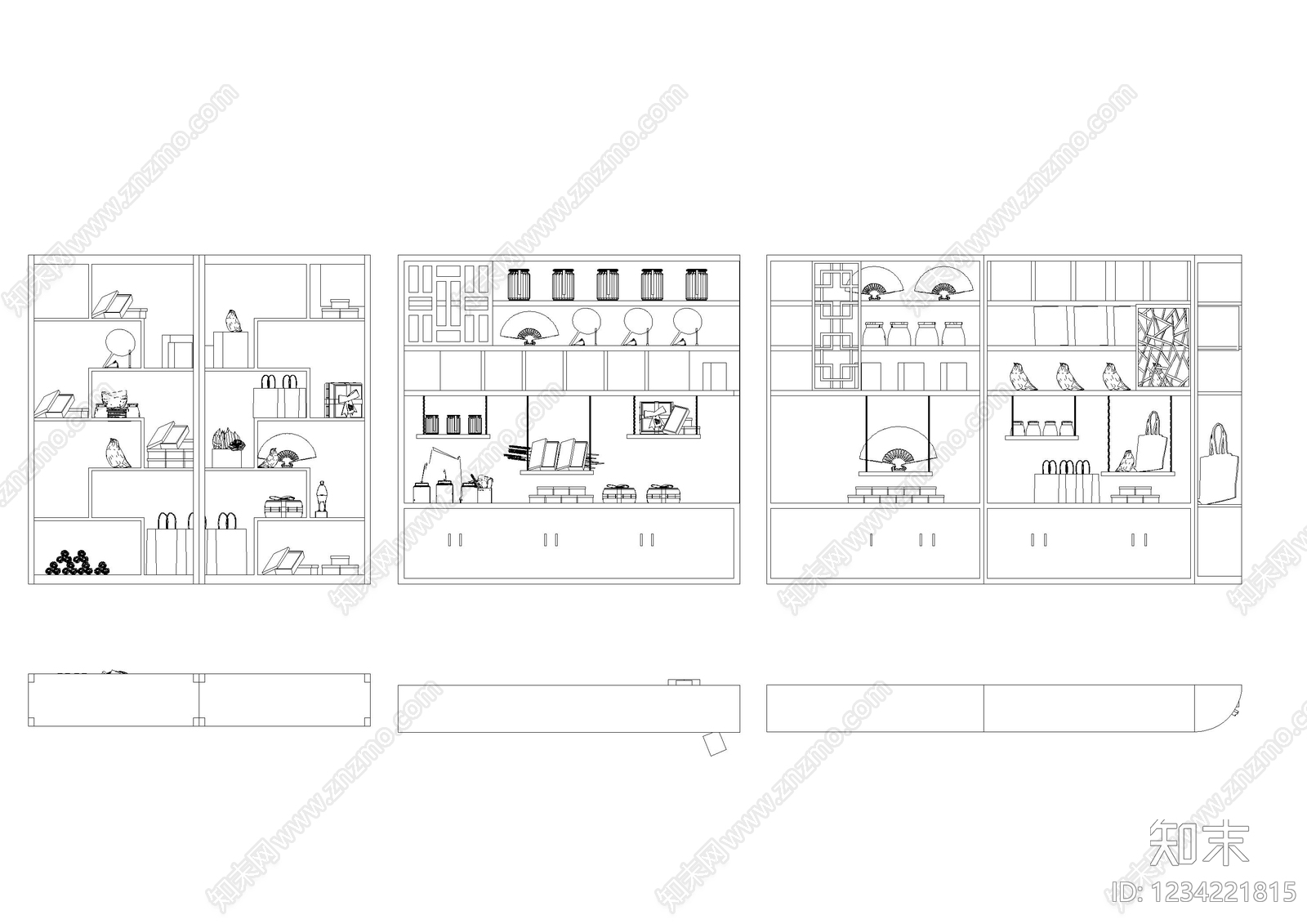 展览展厅家具cad施工图下载【ID:1234221815】