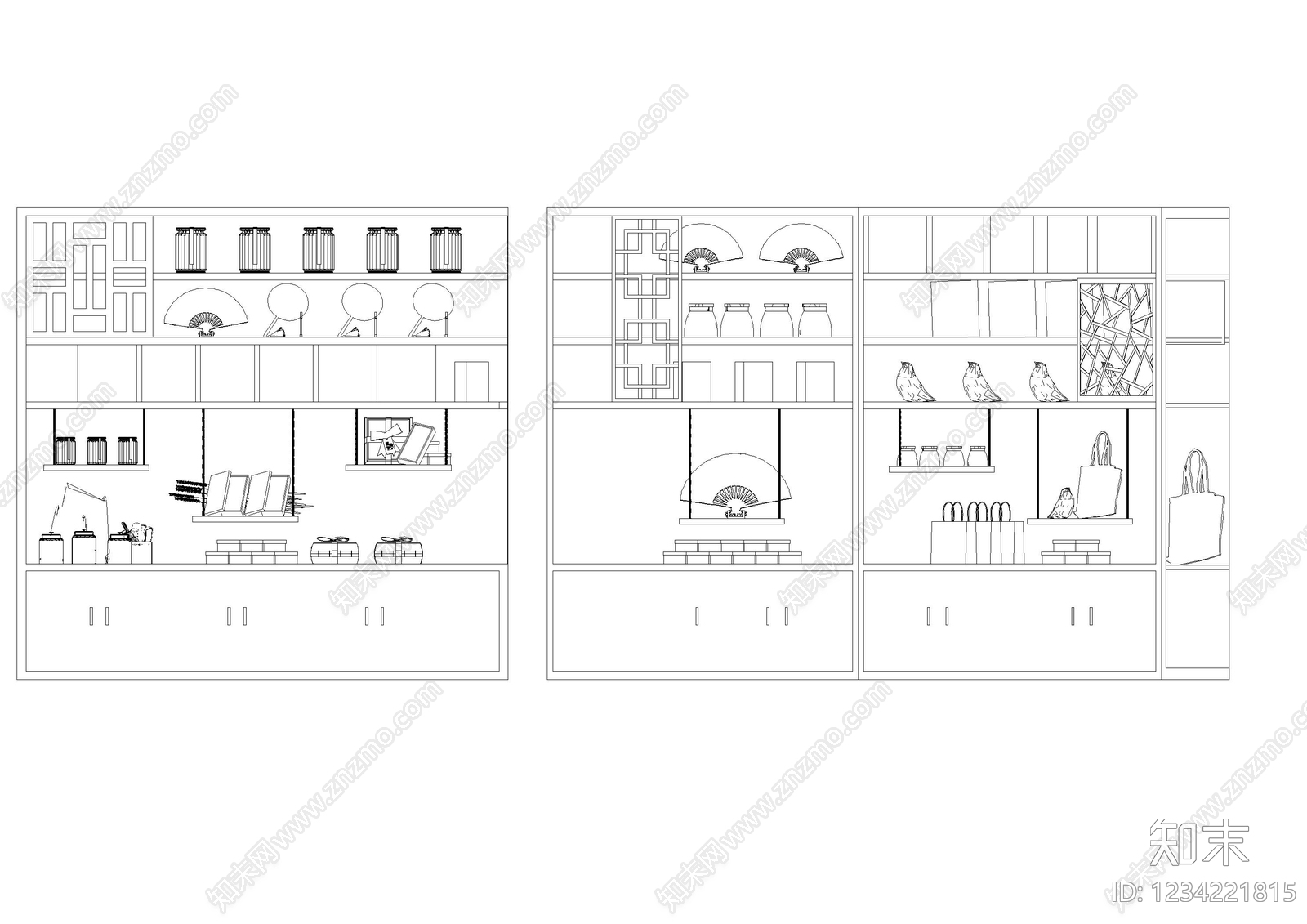 展览展厅家具cad施工图下载【ID:1234221815】