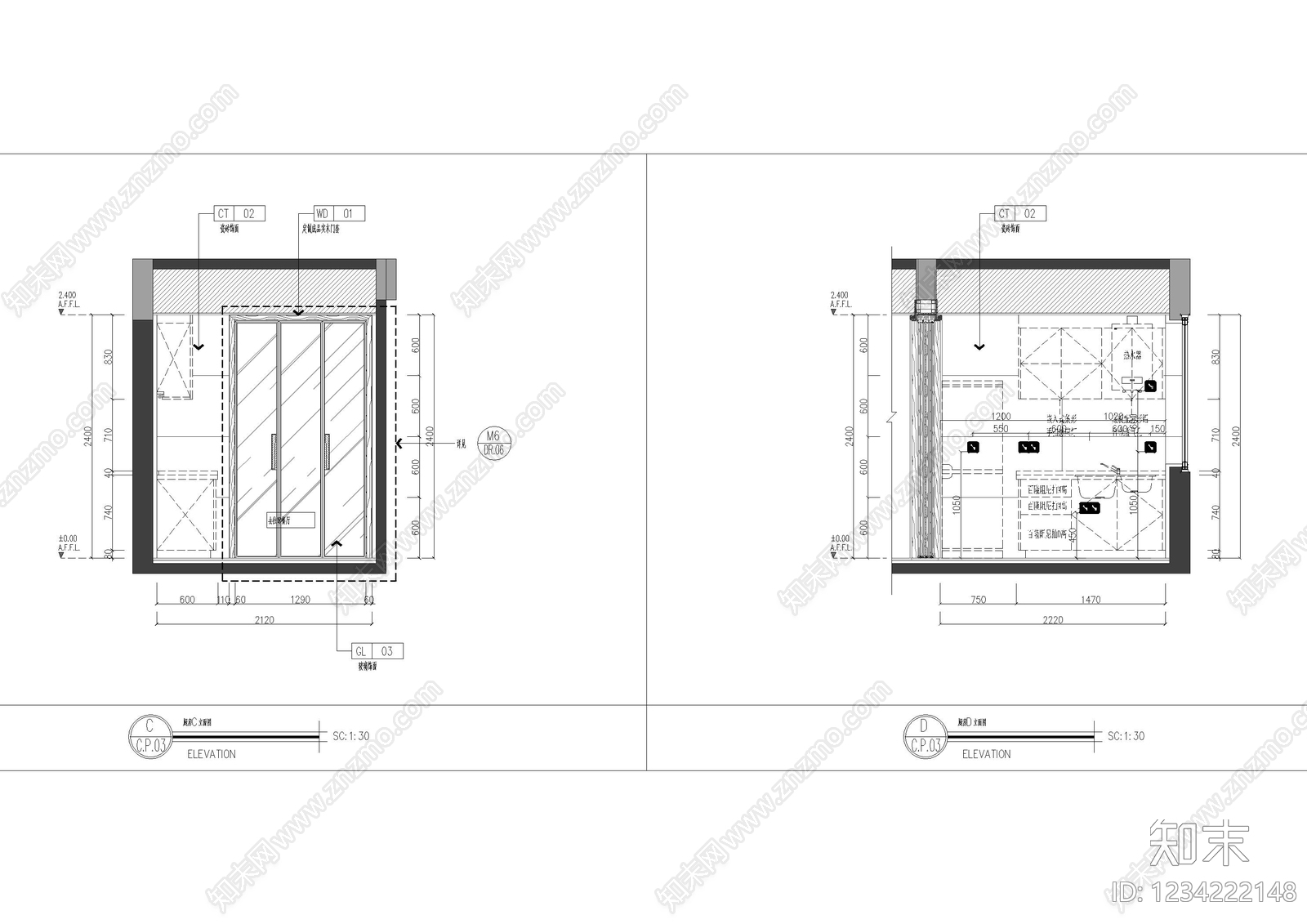 家装立面图cad施工图下载【ID:1234222148】