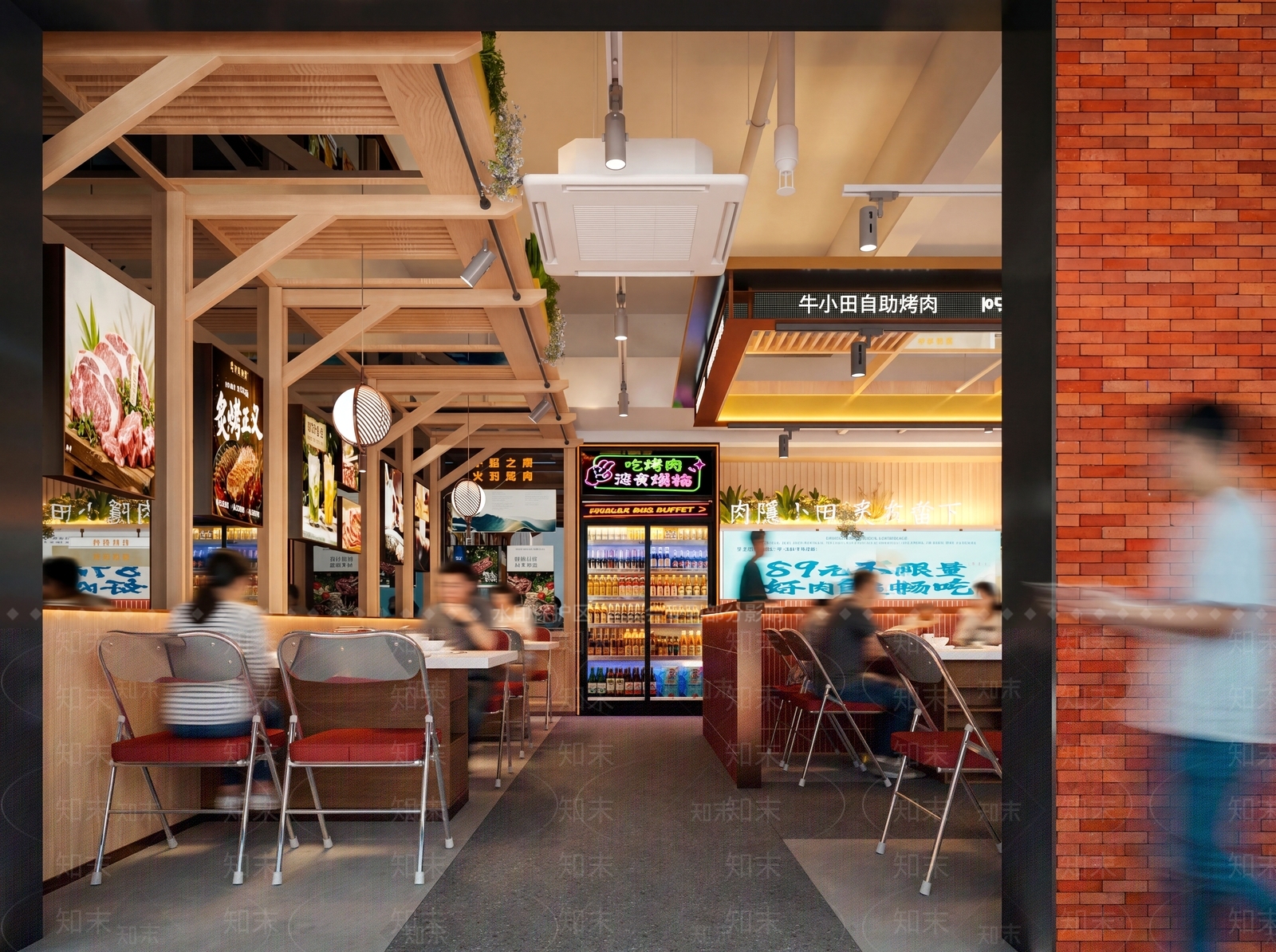 原木风烤肉店3D模型下载【ID:1234222473】