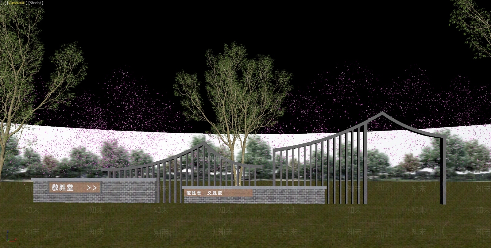 新中式景观景墙3D模型下载【ID:1234223427】