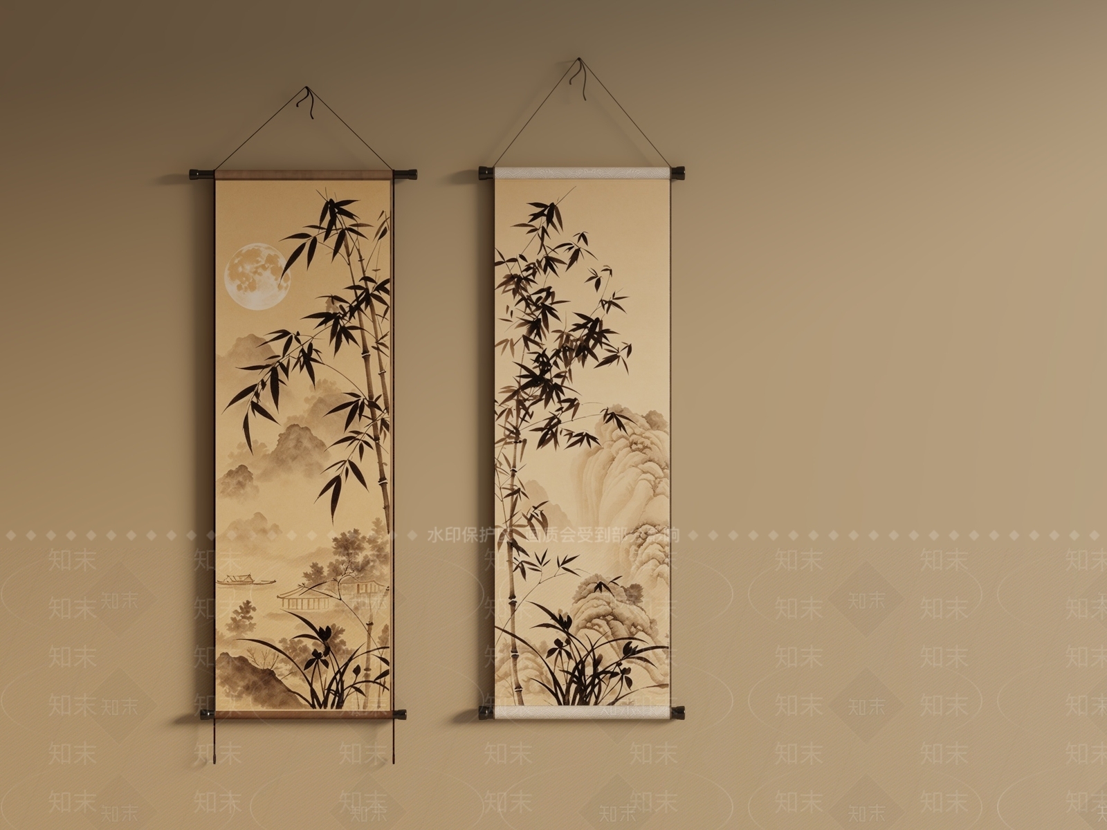 中式宋式挂画3D模型下载【ID:1234224792】