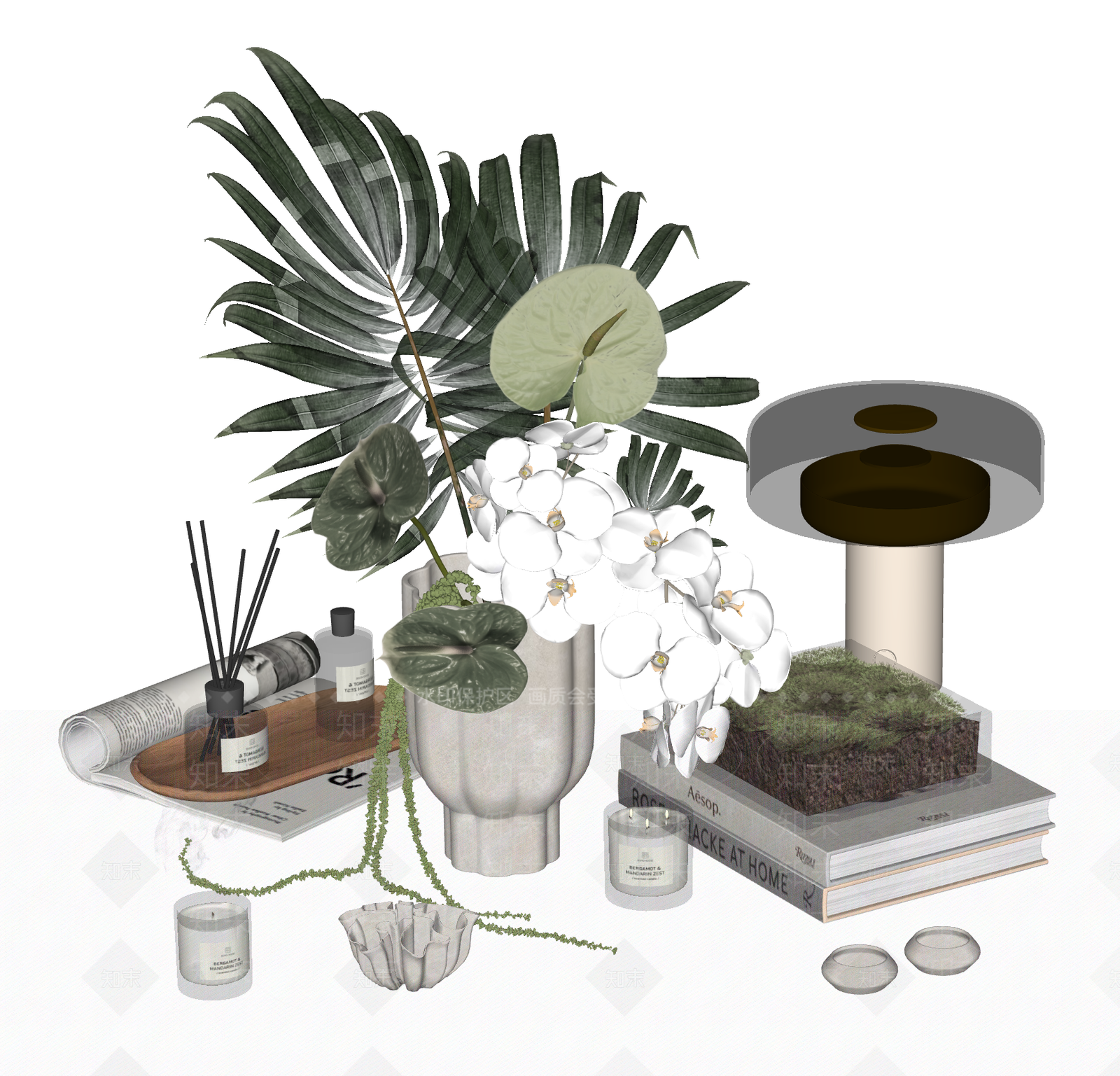 现代简约摆件组合SU模型下载【ID:1234225040】