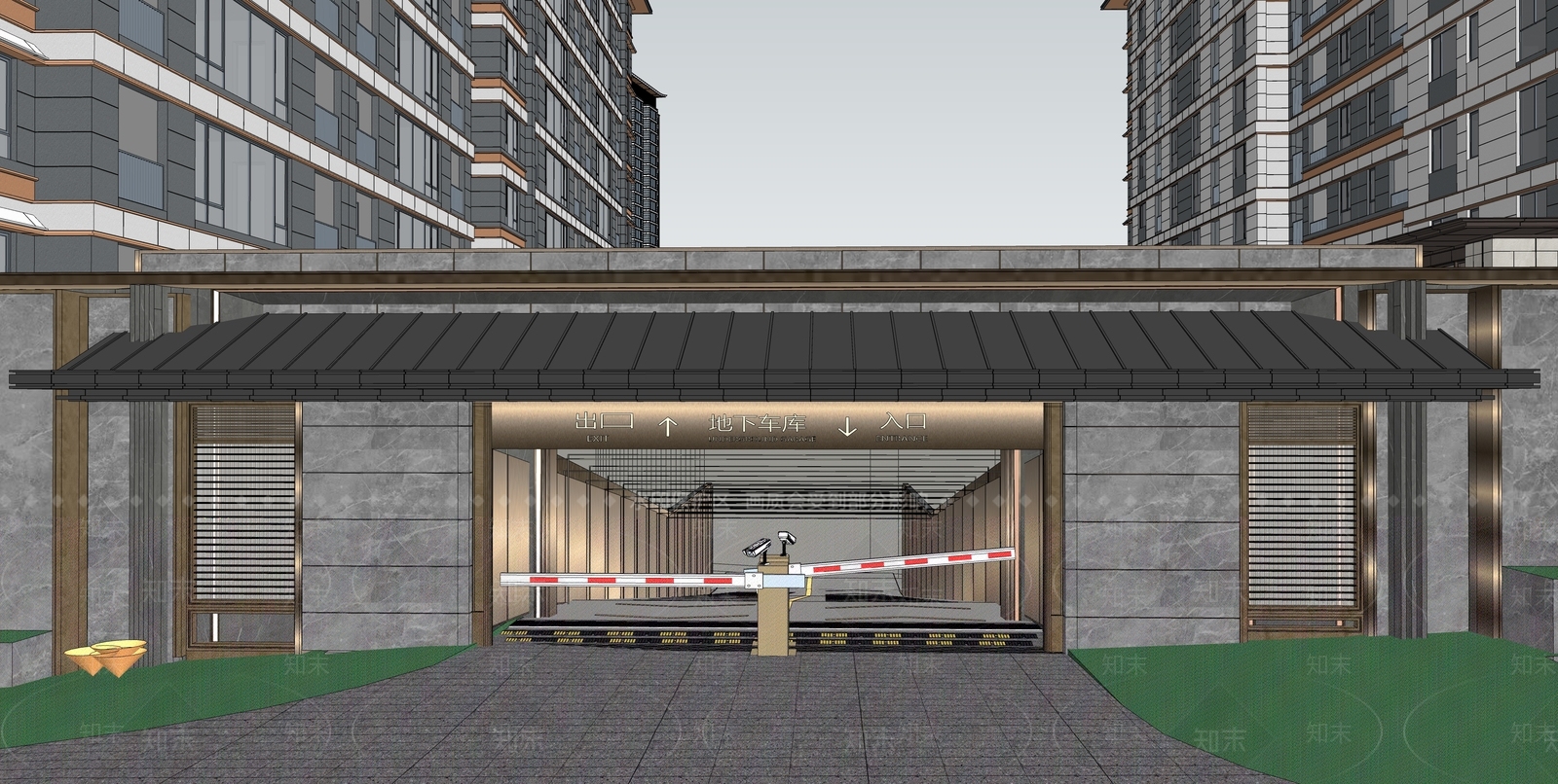新中式景观小区景观SU模型下载【ID:1234227142】