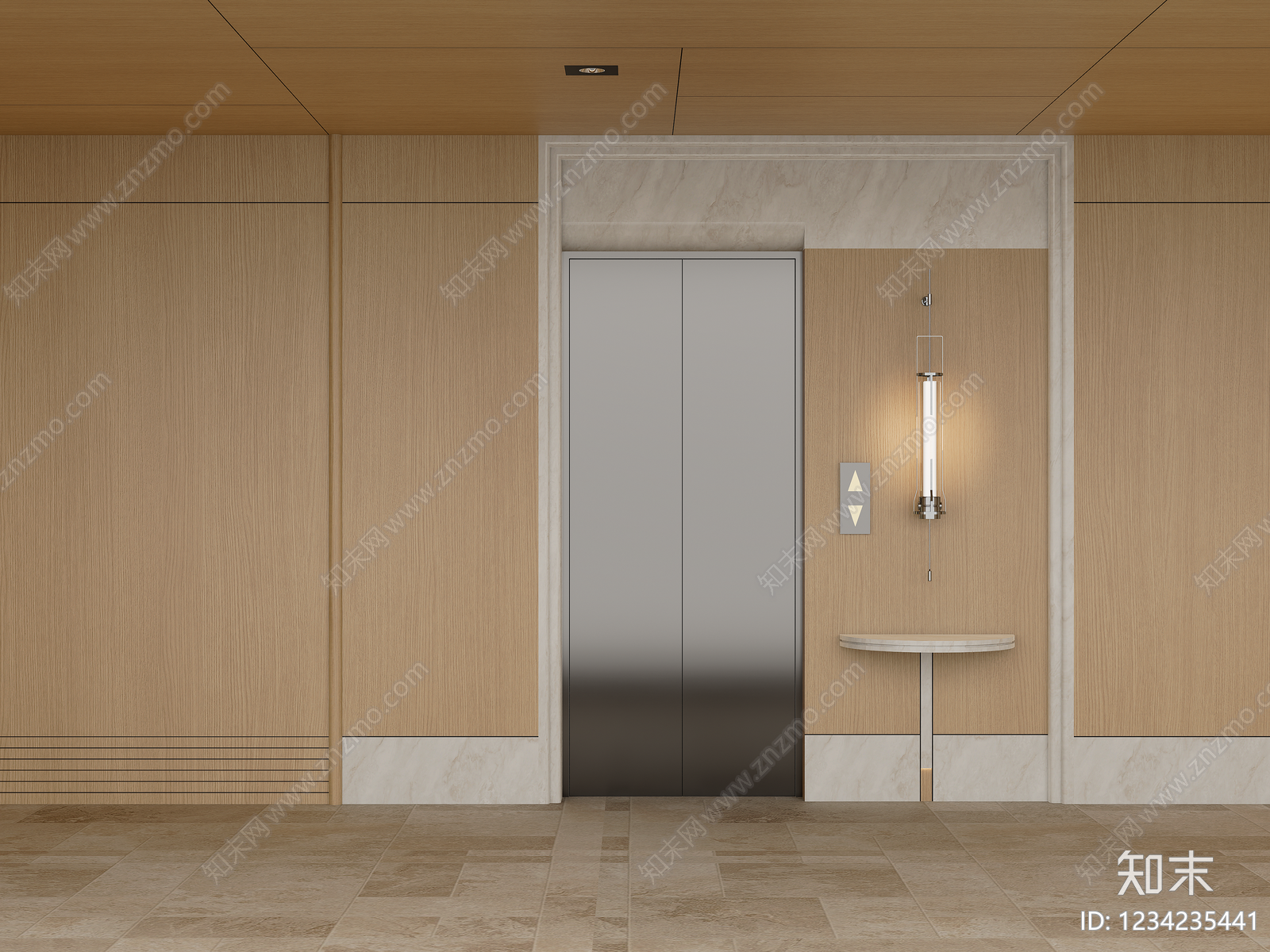 现代简约电梯厅SU模型下载【ID:1234235441】