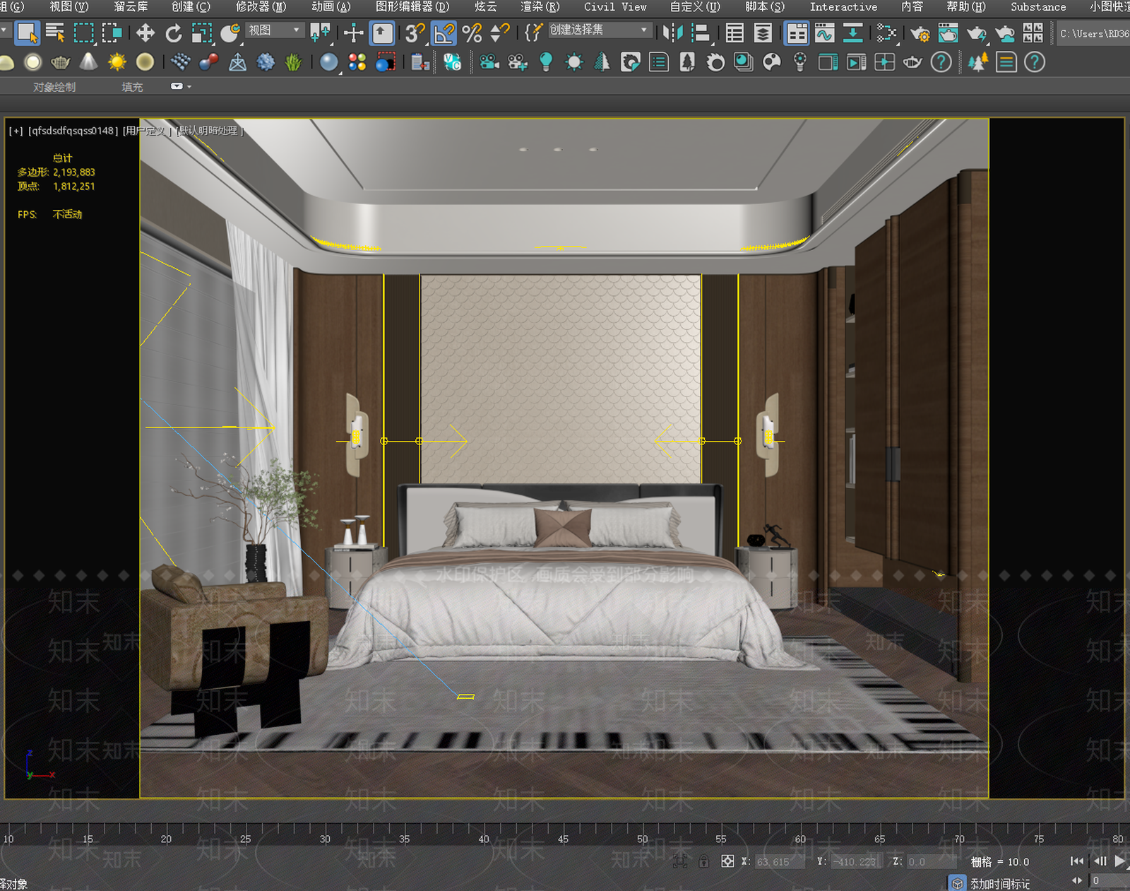 轻奢主卧3D模型下载【ID:1234234910】