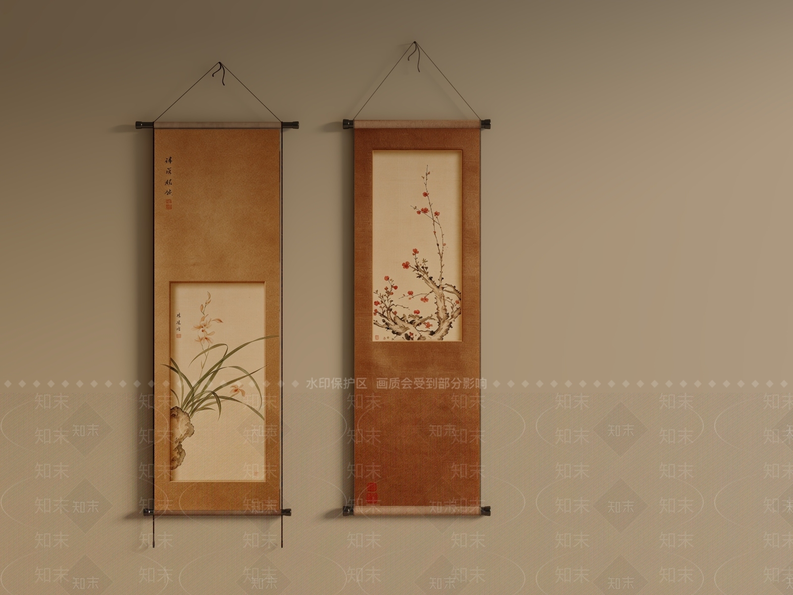 中式宋式挂画3D模型下载【ID:1234240372】