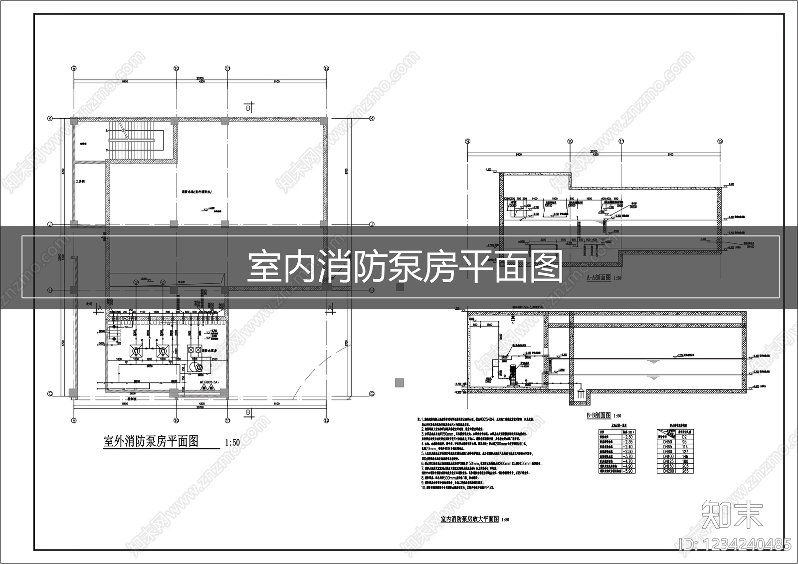 消防给水系统cad施工图下载【ID:1234240485】