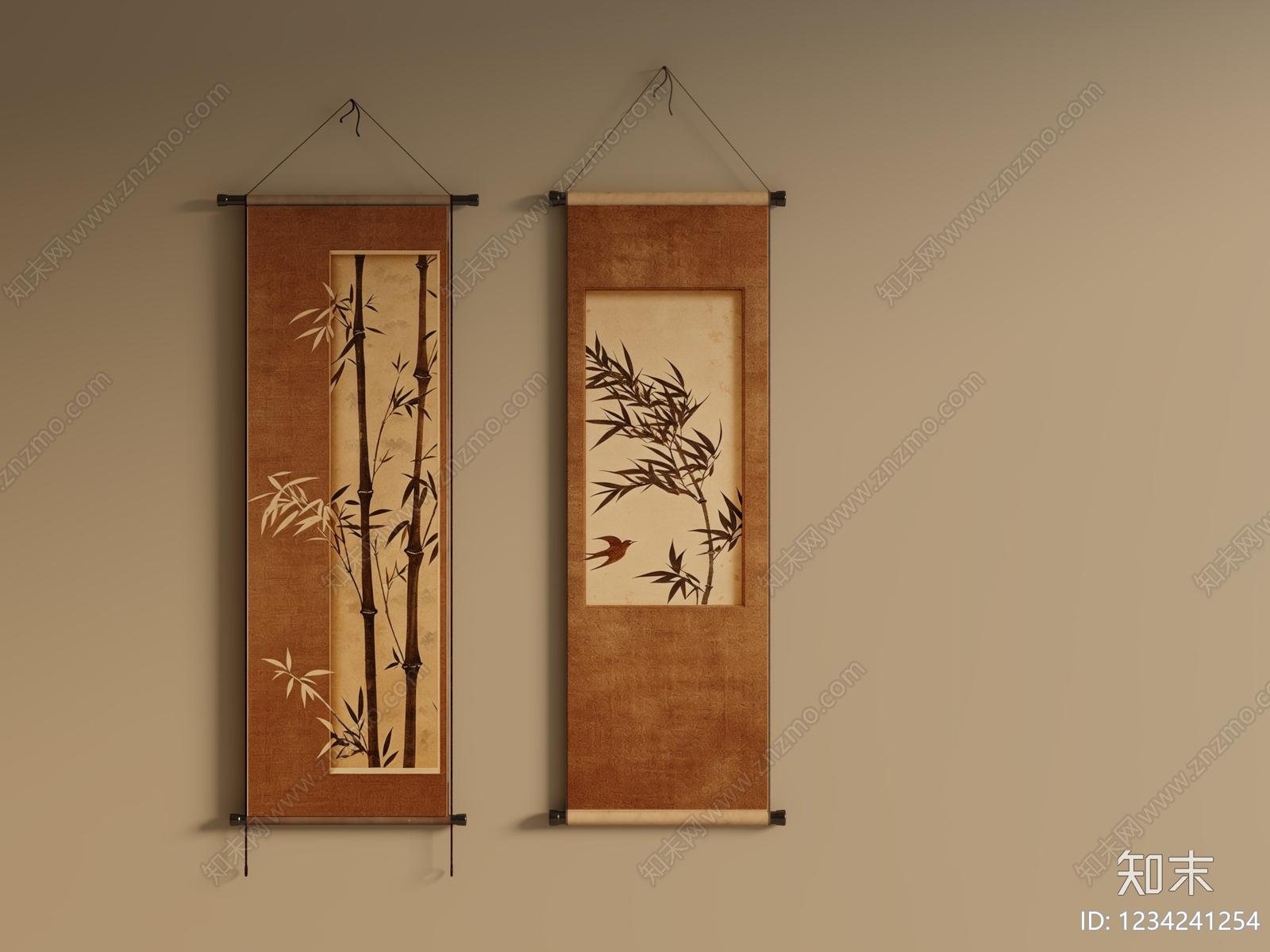 新中式挂画组合SU模型下载【ID:1234241254】