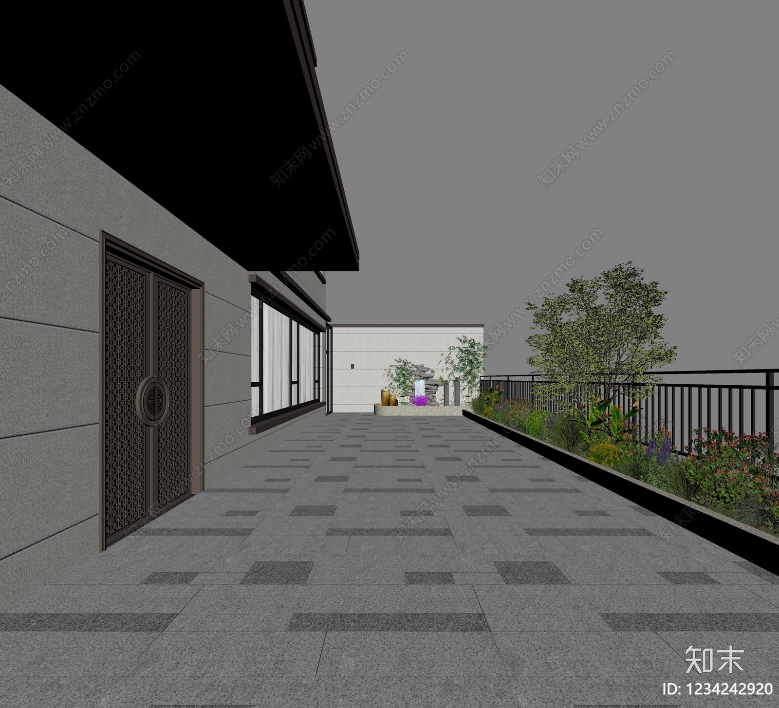 新中式景观庭院3D模型下载【ID:1234242920】