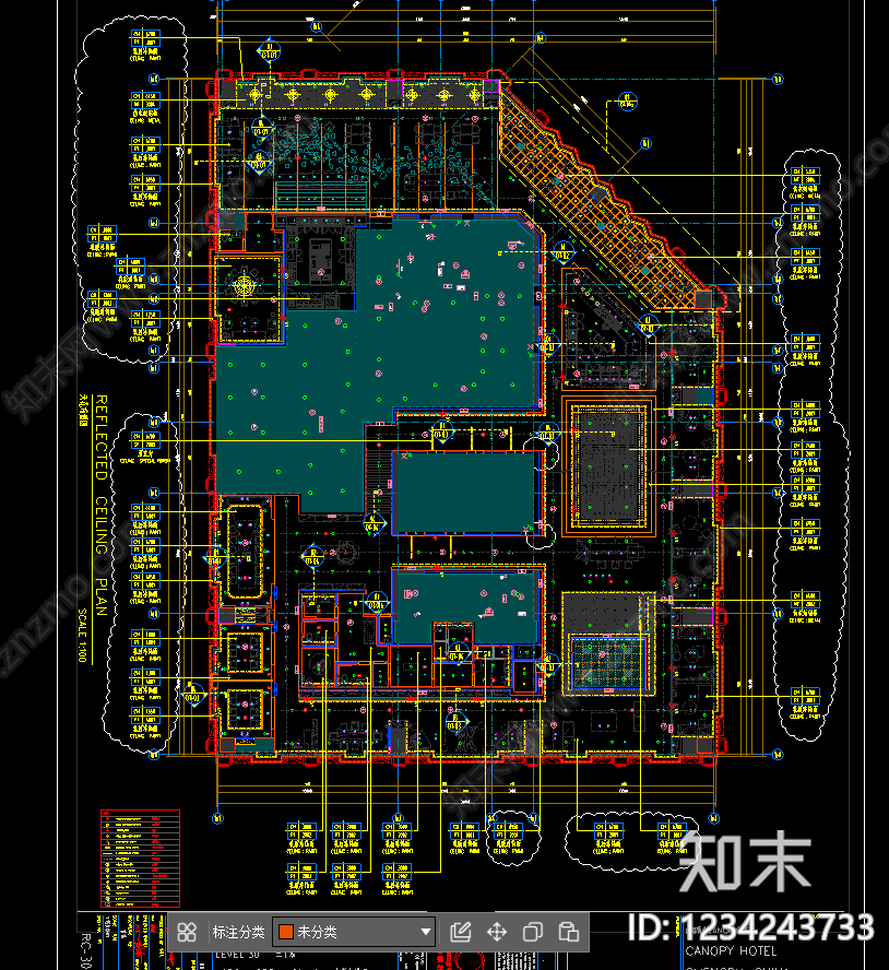 酒店公区cad施工图下载【ID:1234243733】