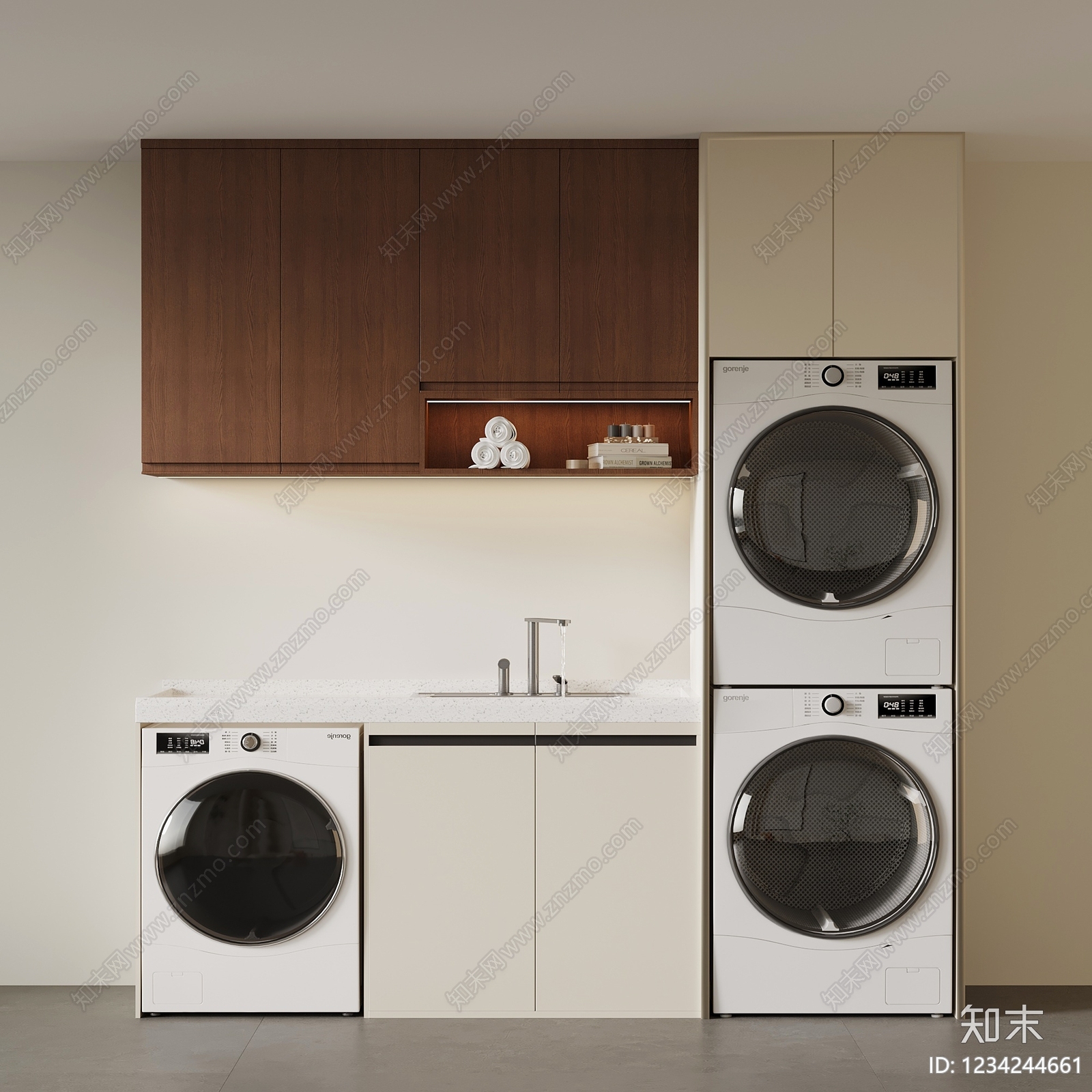 中古风洗衣机柜SU模型下载【ID:1234244661】