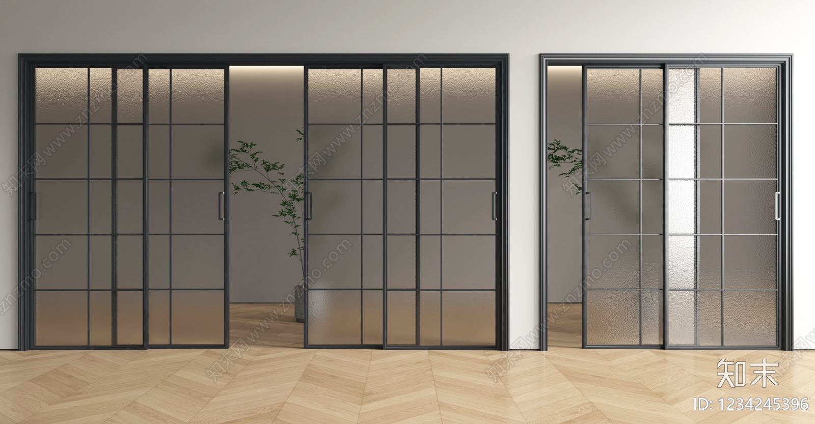 现代简约推拉门3D模型下载【ID:1234245396】