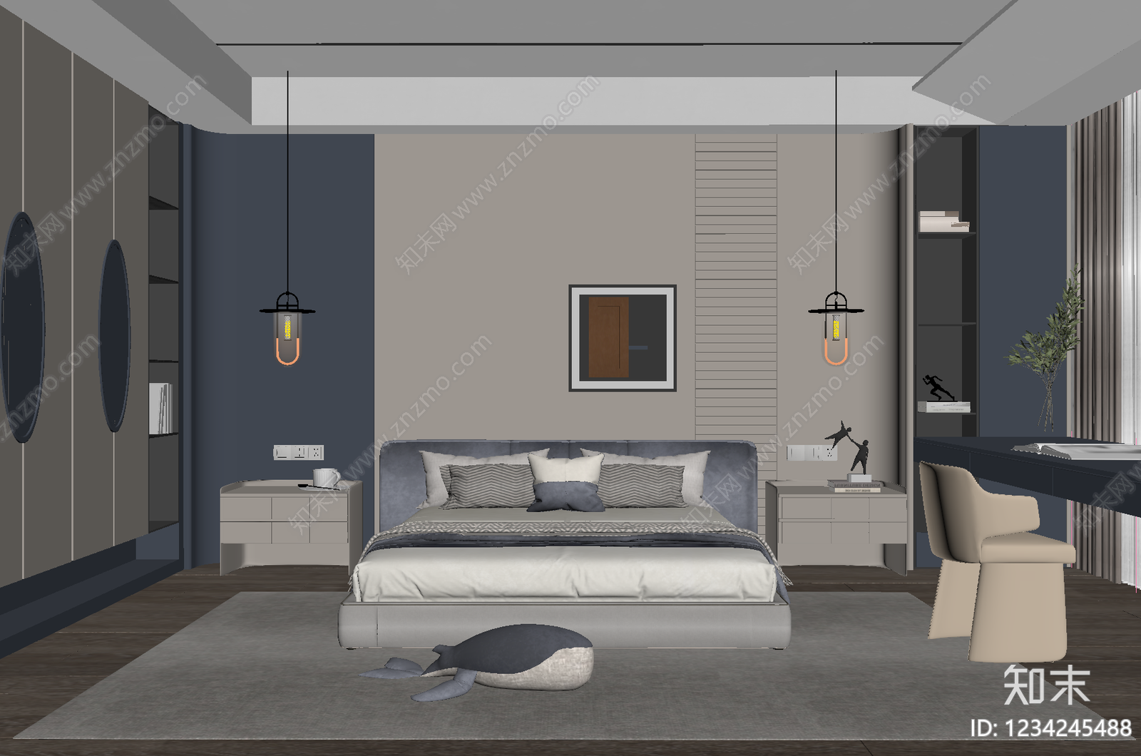现代简约家居卧室3D模型下载【ID:1234245488】