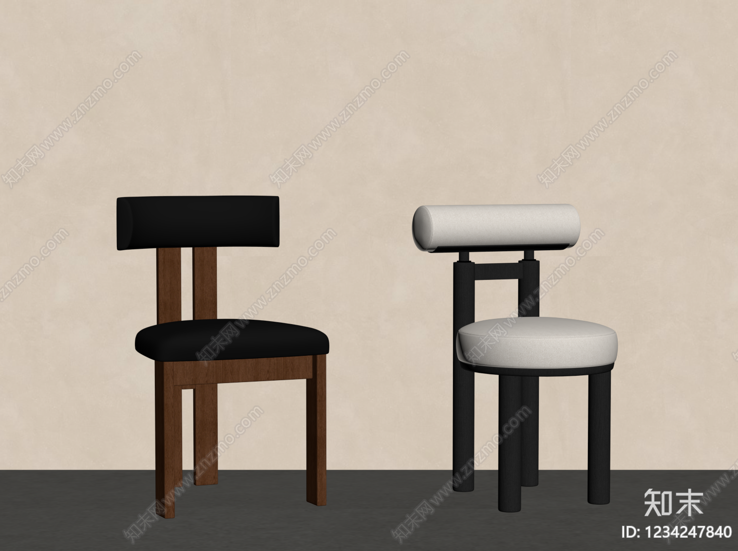 现代简约餐椅SU模型下载【ID:1234247840】