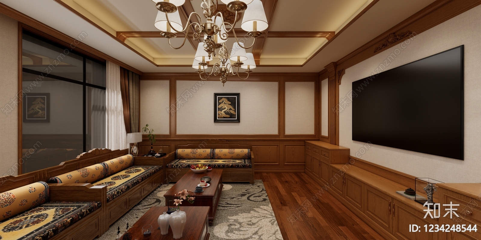 美式家居客厅SU模型下载【ID:1234248544】
