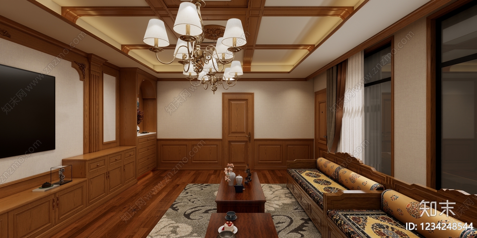 美式家居客厅SU模型下载【ID:1234248544】