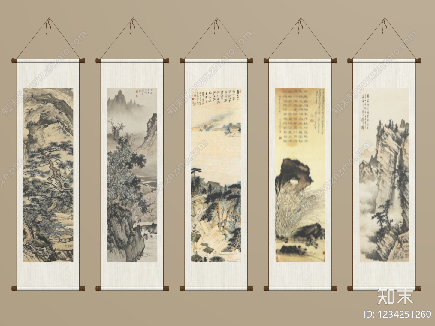 中式山水画SU模型下载【ID:1234251260】