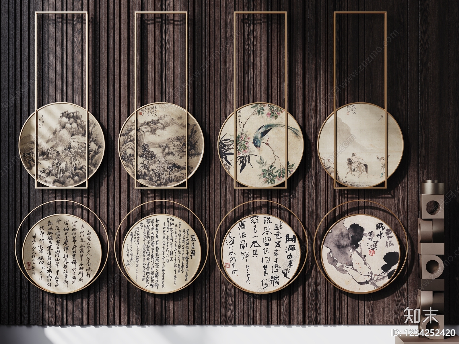 新中式挂画组合SU模型下载【ID:1234252420】