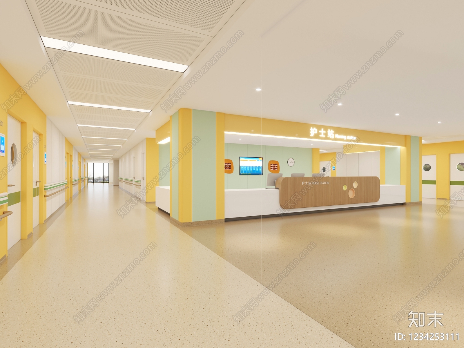 现代简约护士站3D模型下载【ID:1234253111】