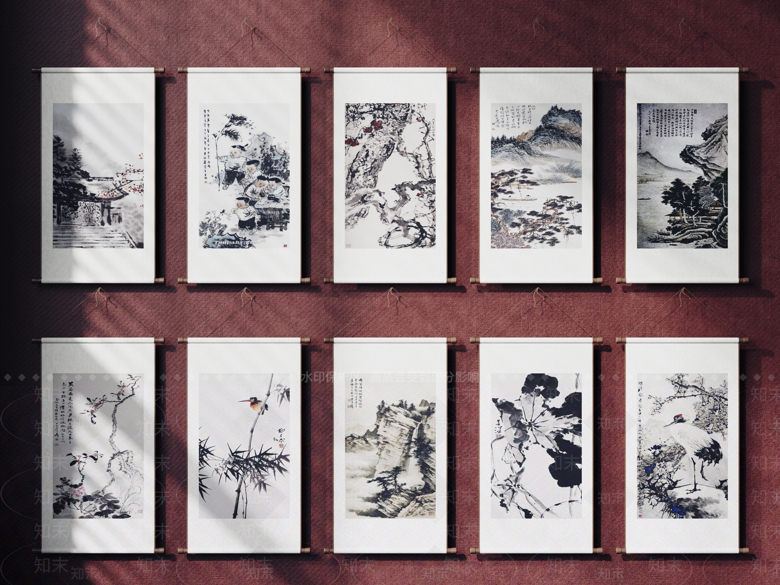 中式挂画组合SU模型下载【ID:1234253682】