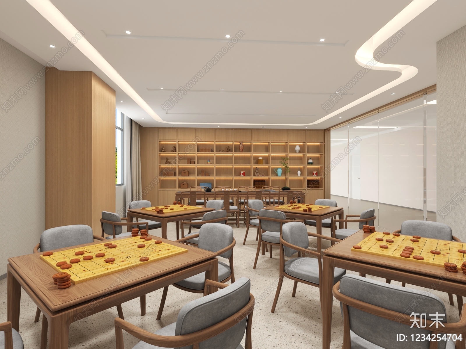 新中式活动室3D模型下载【ID:1234254704】