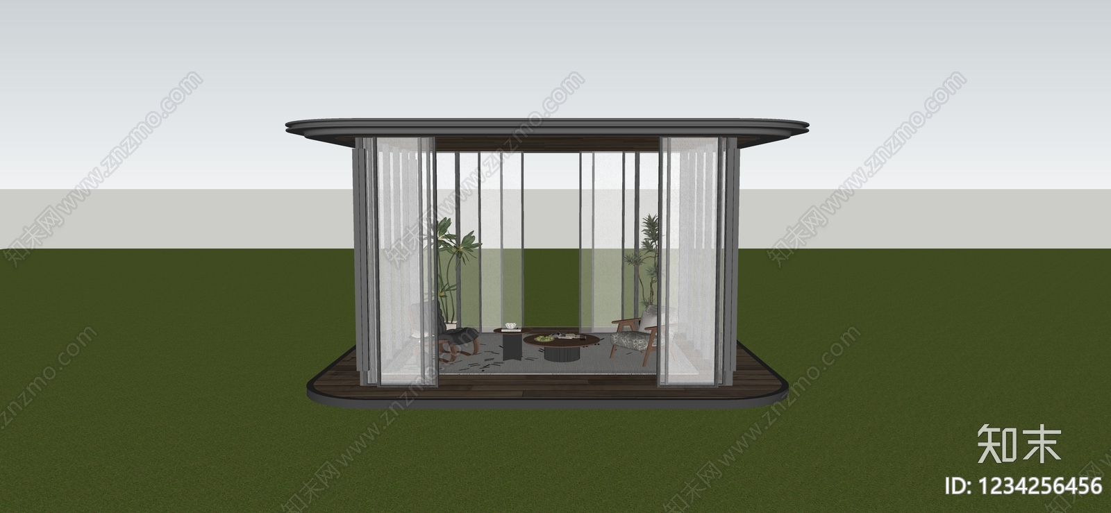 现代简约小公建SU模型下载【ID:1234256456】