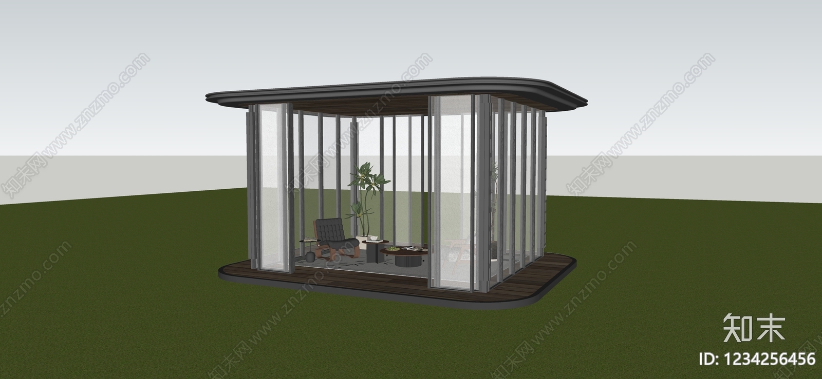 现代简约小公建SU模型下载【ID:1234256456】