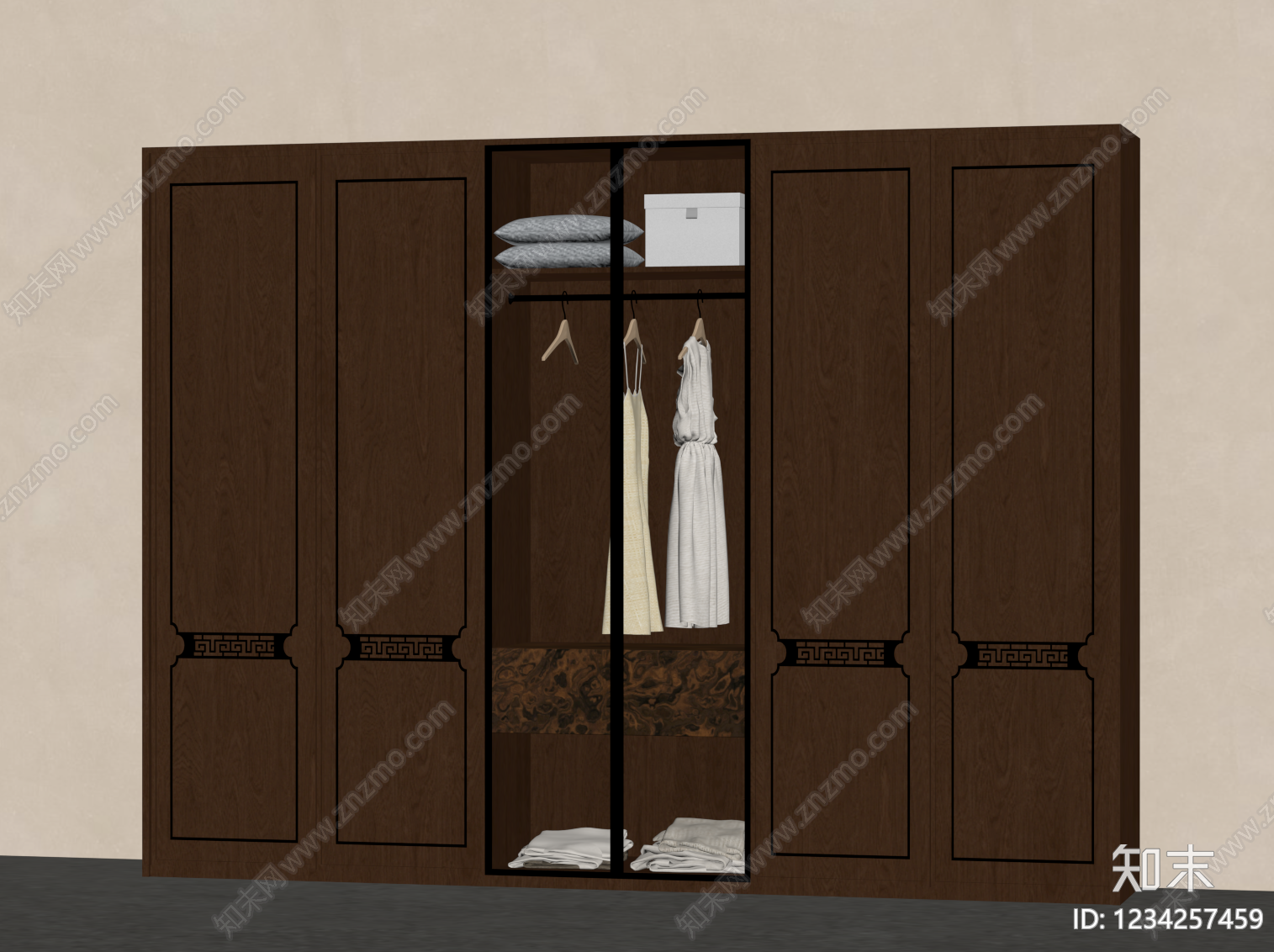 新中式衣柜SU模型下载【ID:1234257459】