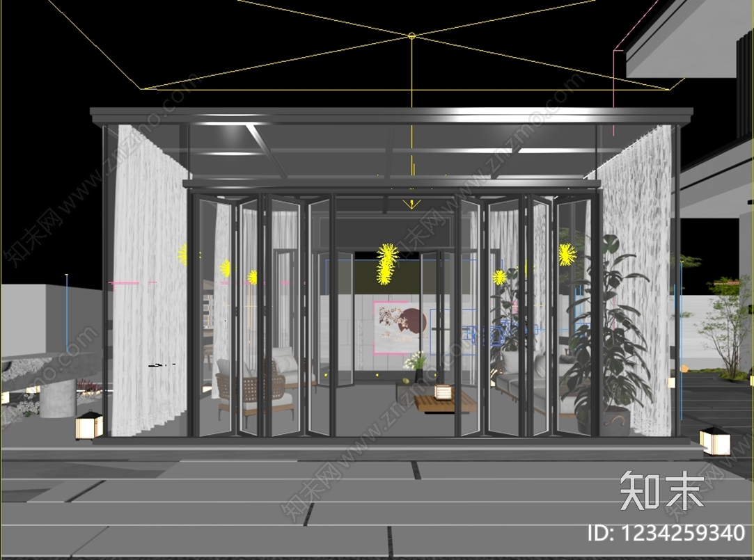 新中式庭院3D模型下载【ID:1234259340】
