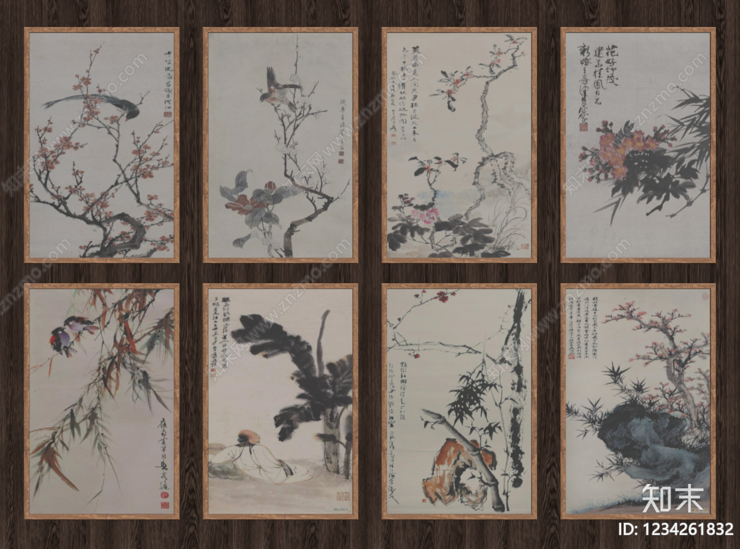 新中式字画SU模型下载【ID:1234261832】