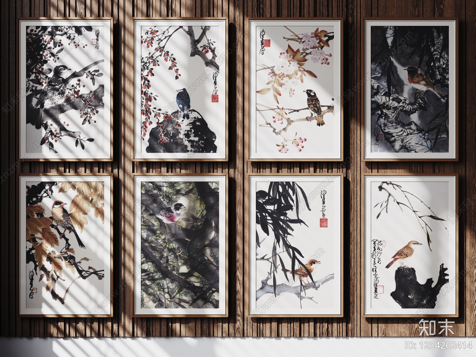 新中式挂画组合SU模型草图