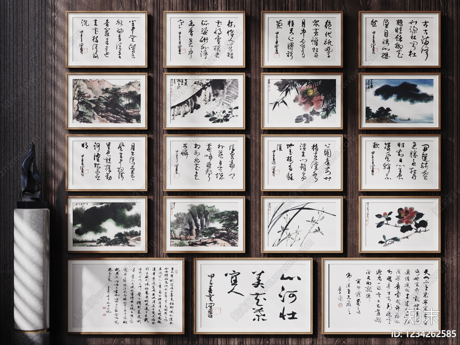 新中式字画SU模型下载【ID:1234262585】