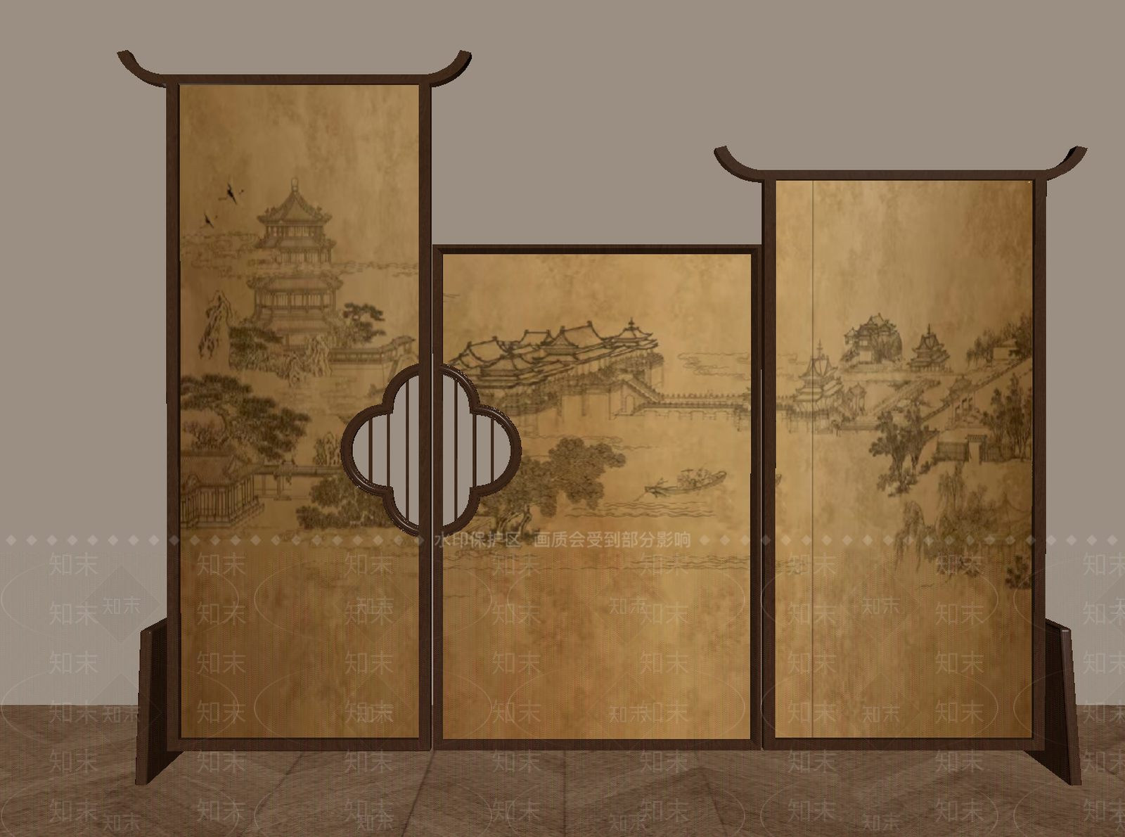 新中式屏风3D模型下载【ID:1234271012】