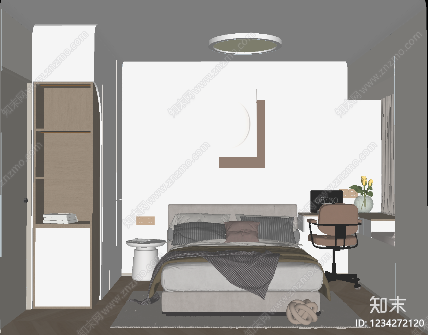 现代简约家居卧室SU模型下载【ID:1234272120】