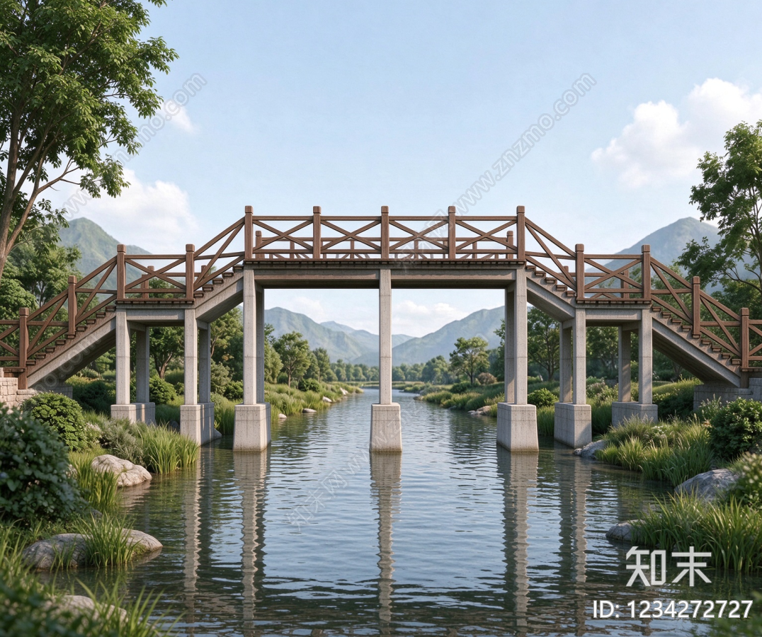 景观桥cad施工图下载【ID:1234272727】