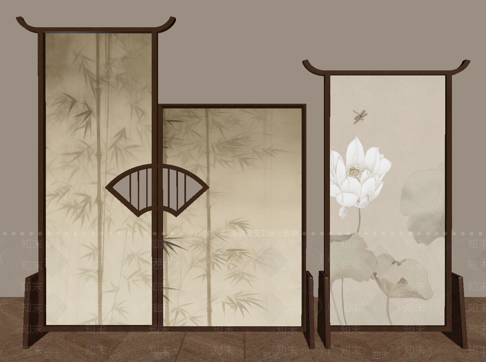 新中式屏风3D模型下载【ID:1234274716】