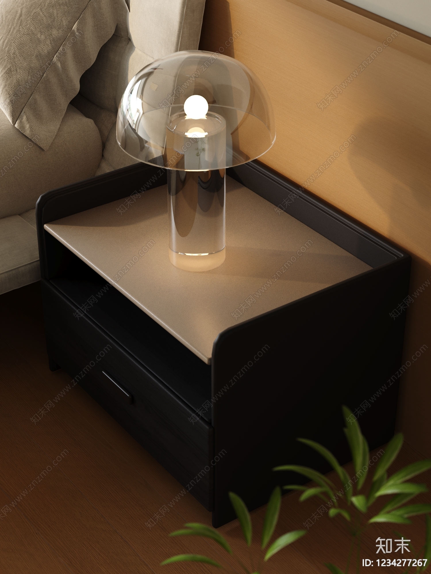 现代简约床头柜3D模型下载【ID:1234277267】