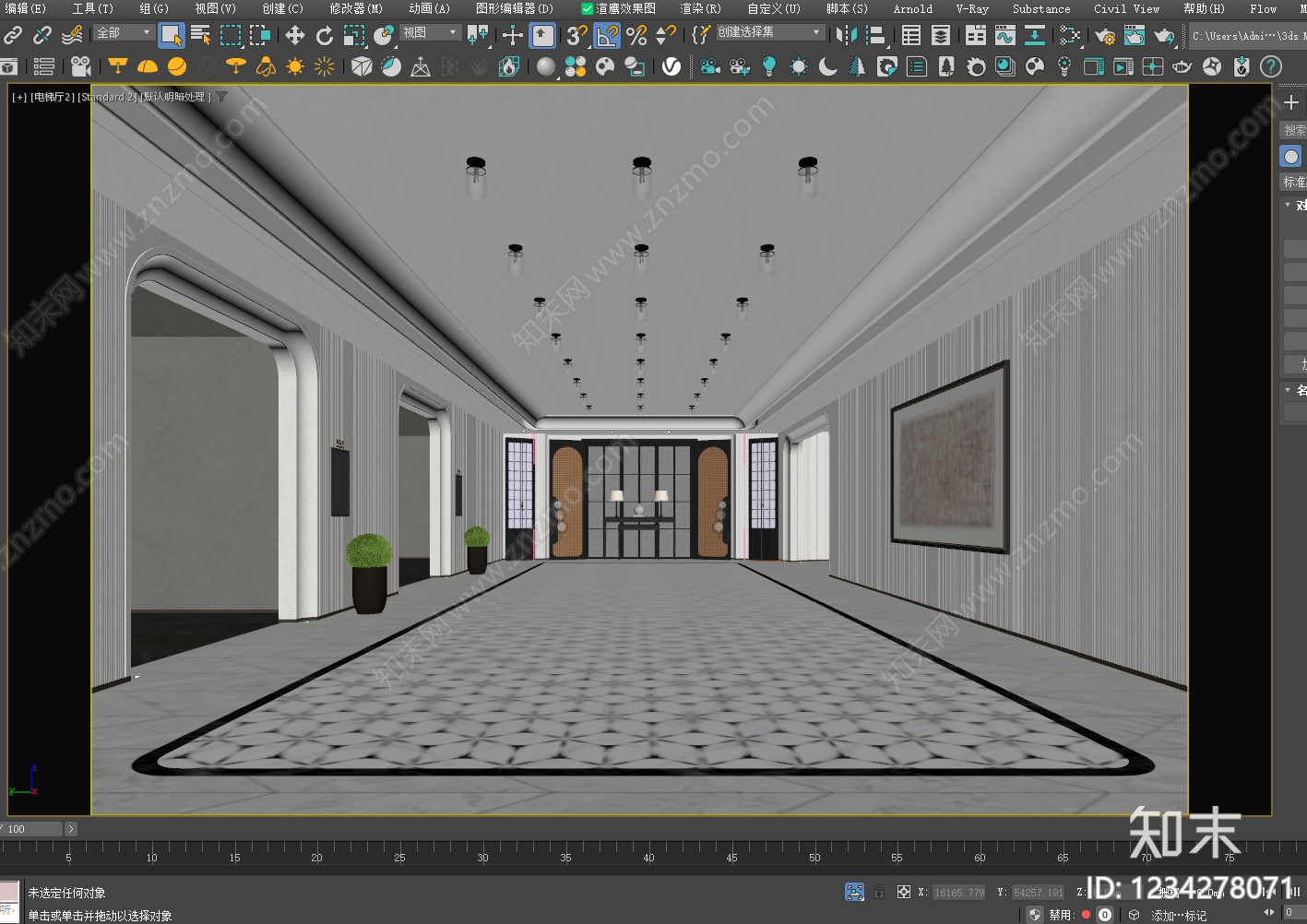 新中式酒店走廊3D模型下载【ID:1234278071】
