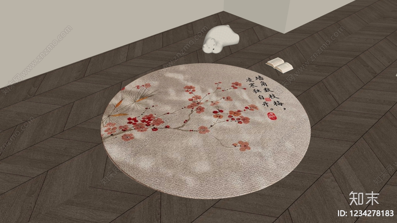 新中式圆形地毯3D模型下载【ID:1234278183】