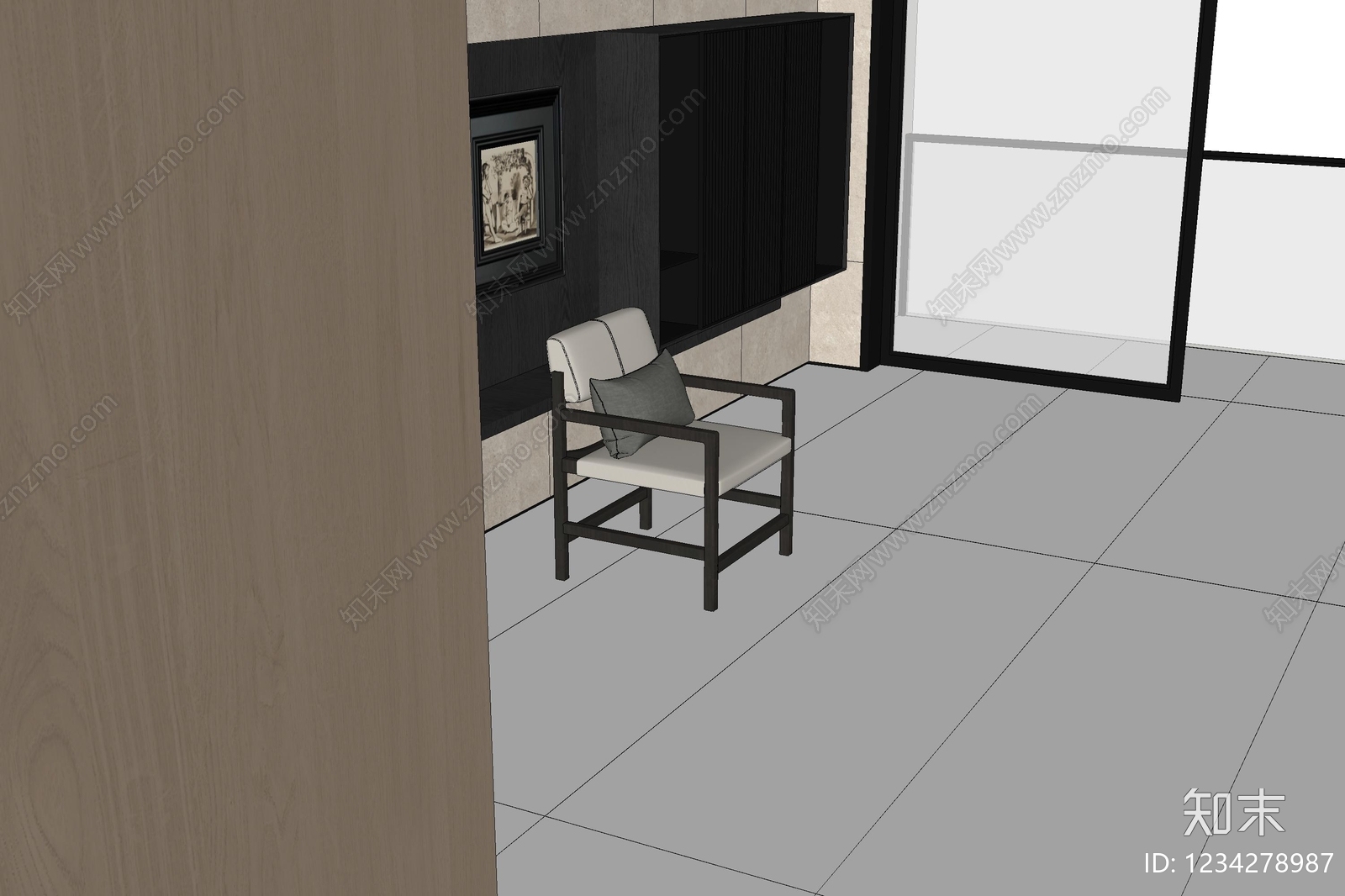 现代简约休闲椅SU模型下载【ID:1234278987】