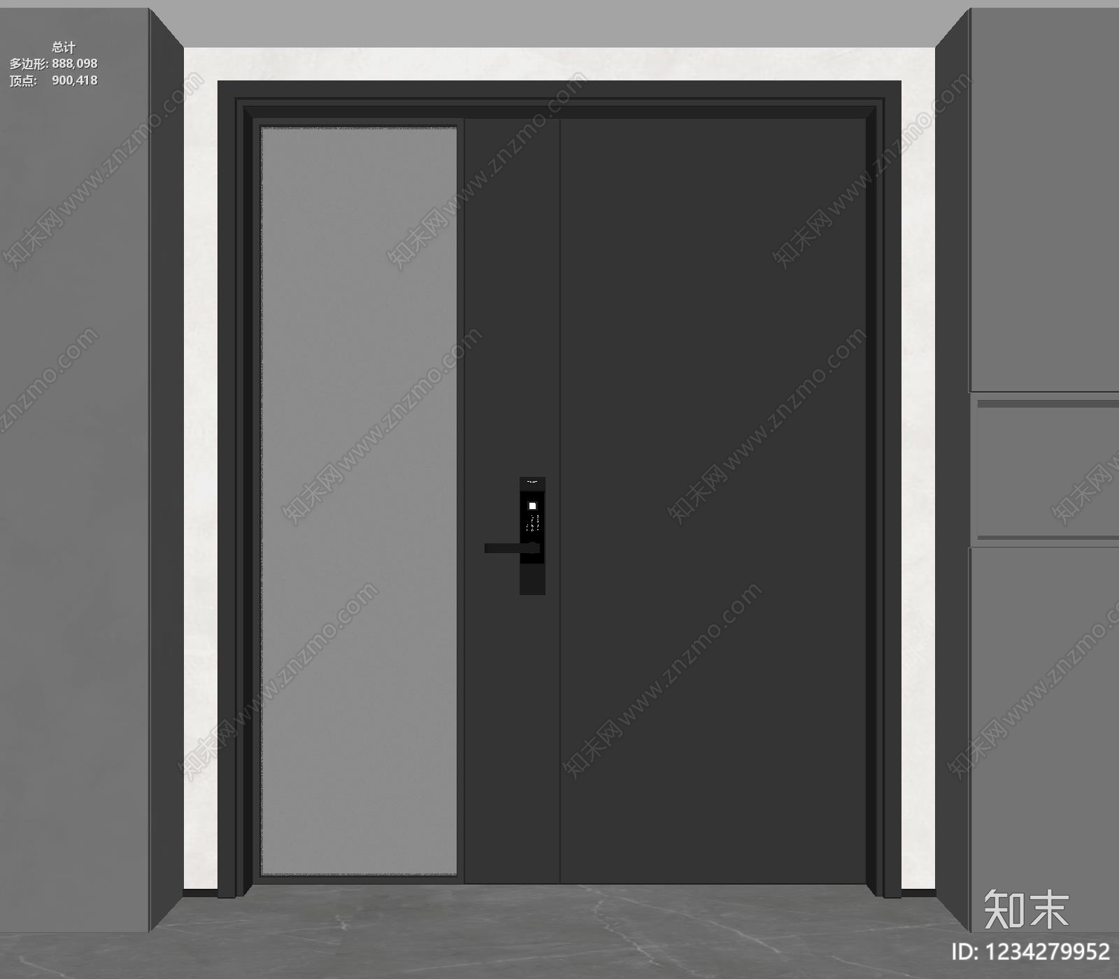 意式极简单开门3D模型下载【ID:1234279952】