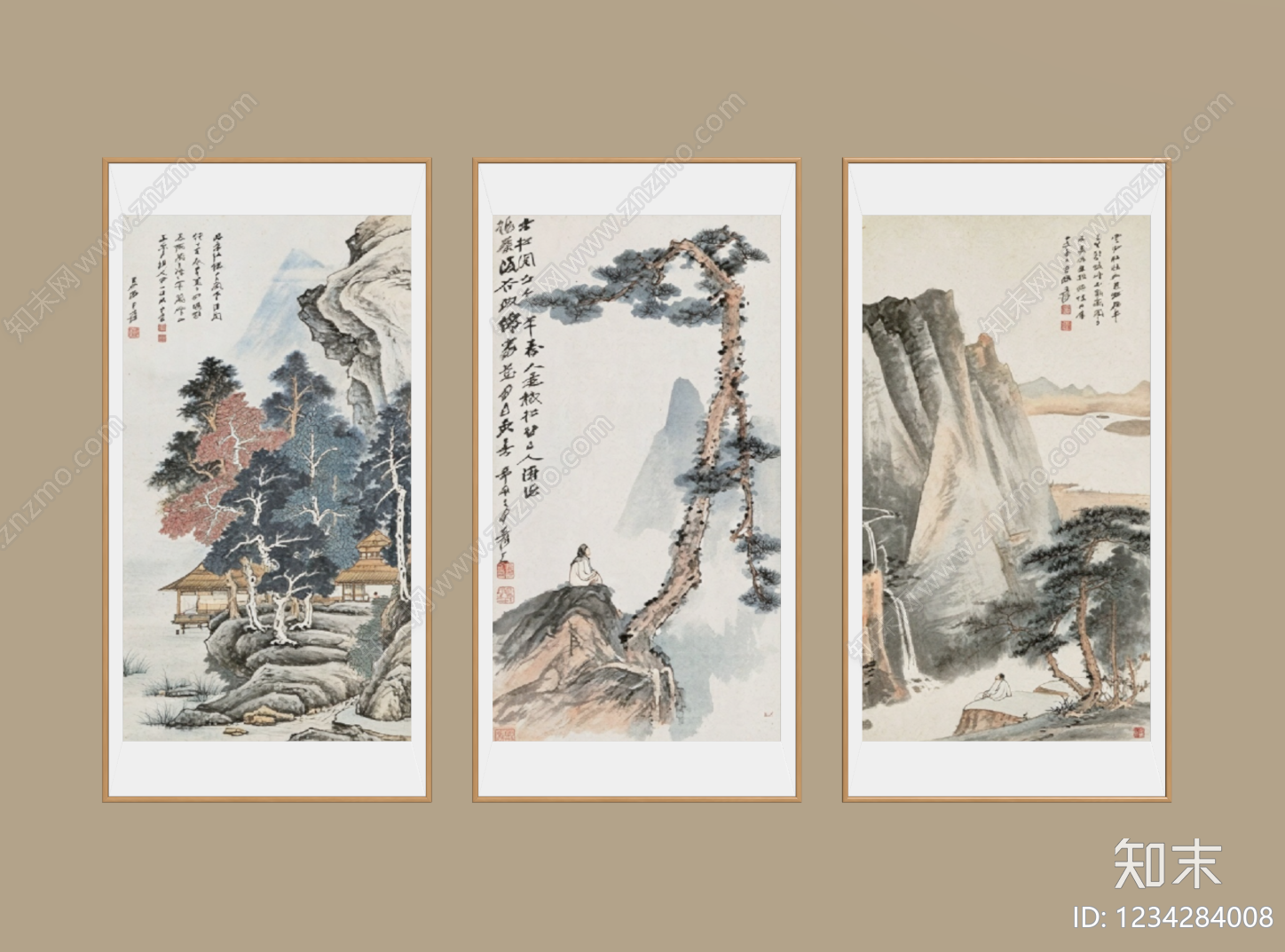 新中式山水画SU模型下载【ID:1234284008】
